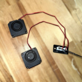 Shammy 2-pin JST-XH fan splitter PCB with one input and two fan output headers