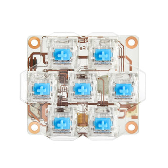 BIGTREETECH HBB Fe transparent 7-key Klipper macro button board with blue mechanical switches