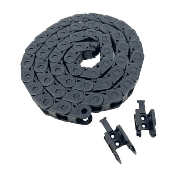Genuine igus E2i 10x10 black cable carrier chain with matching E2-100-10-34PZ mounting brackets