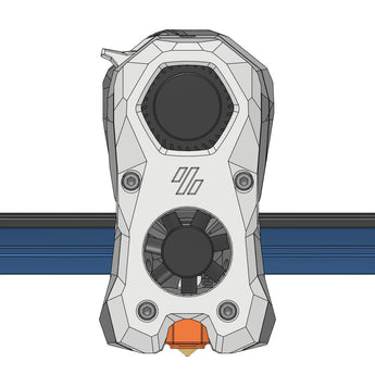 CAD render of WTH-Burner 80% Stealthburner-style toolhead mounted on a tiny Voron rail