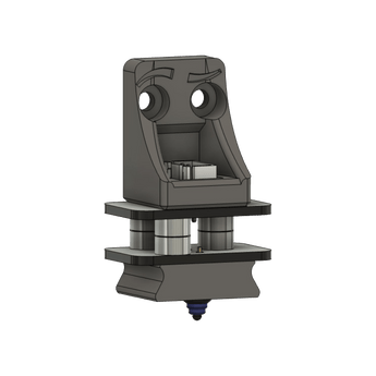 Rendered PCB Klicky probe assembly with printed mount, stacked PCB plates, magnets and microswitch plunger.