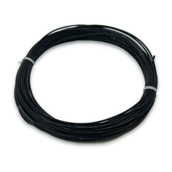 A black 10m coil of 26AWG stranded FEP-insulated wire for 3D printer toolhead harnesses, stepper extensions, probes, and low-voltage wiring.