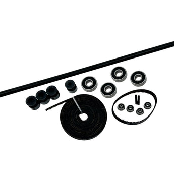 Black BeltDrivenEnder3 Single Z motion kit with Gates belt, loop belt, pulleys, bearings and long Z shaft