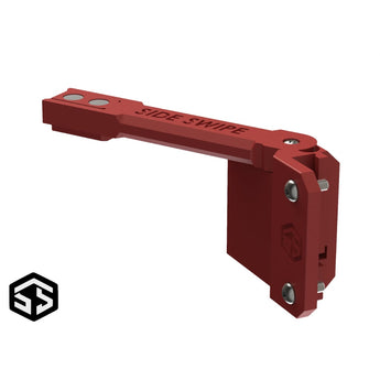 Red Side Swipe magnetic probe assembly render with arm, probe block, screws, and exposed coupling magnets