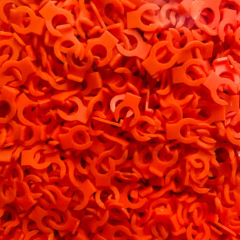 Orange plastic collet retaining clips for 4 mm PTFE Bowden push-fit couplers