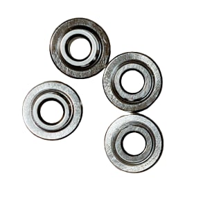 GE5C spherical plain bearing, 5 mm bore by 14 mm OD, shown as a chrome steel ball in outer race