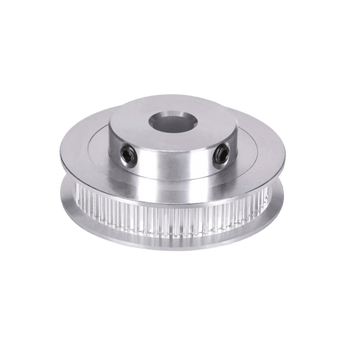 GT2 60-tooth timing pulley, 5mm bore, 6mm belt width, silver aluminum by Two Trees