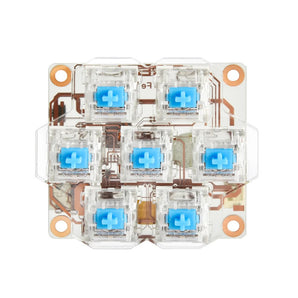 BIGTREETECH HBB Fe transparent 7-key Klipper macro button board with blue mechanical switches