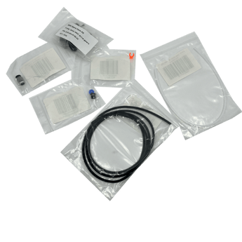 Extruder hardware bundle with BMG-style gears, PC4-M10 and ECAS04 fittings, orange collet clip, and PTFE/FEP tubing