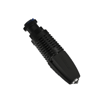 Black Phaetus Rapido 2 hotend with silicone sock, aluminum heatsink, blue collet, and V6-style nozzle tip