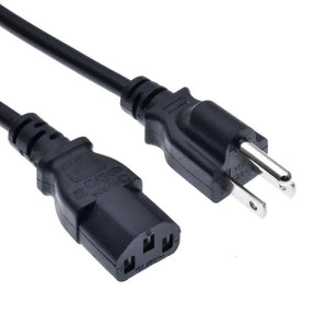 Black NEMA 5-15P three-prong to IEC C13 power cord for C14 power inlets