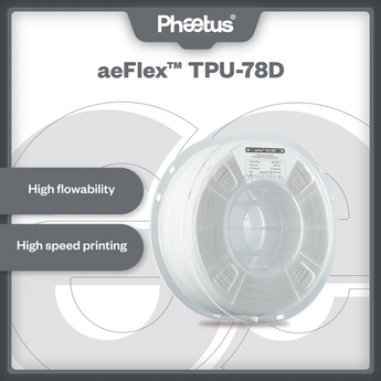 Phaetus aeFlex TPU-78D 1.75mm filament spool with high-flowability and high-speed-printing callouts