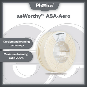Phaetus aeWorthy ASA-AERO natural filament spool with on-demand foaming technology and 200% maximum foaming ratio