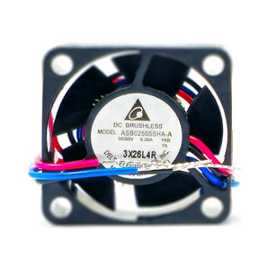 Delta Electronics ASB02505SHA-AY6B 25x25x10mm 5V axial cooling fan with 3-wire lead and black plastic frame