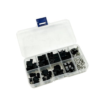 SM2.54 black wire-to-wire connector kit with 2, 3, 4, and 5 pin male/female housings and crimp terminals