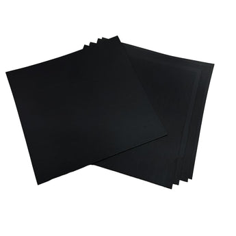 Stack of black Subtle Design Staymag 130x130mm adhesive magnetic sheets for 3D printer heatbeds