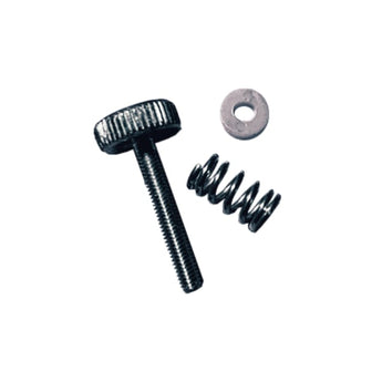 Extruder thumb screw assembly with black knurled adjustment screw, compression spring, and washer for Voron M4 and BMG-style idler tension