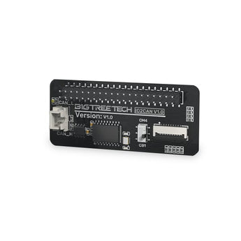 BIGTREETECH IO2CAN V1.0 black PCB with 40-pin GPIO header, CAN connector, MCP2515 circuitry, and CB1/CM4 selector switch