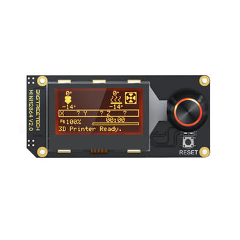 BIGTREETECH MINI12864 V2.0 128x64 RGB LCD display module with rotary encoder, SD card slot, and ribbon cables for 3D printer controller boards