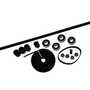Black BeltDrivenEnder3 Single Z motion kit with Gates belt, loop belt, pulleys, bearings and long Z shaft
