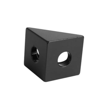 Black anodized OpenBuilds 90 degree angle corner connector for 20mm V-Slot aluminum extrusion