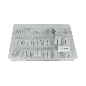 Voron V0 fastener kit organizer showing labeled M2 and M3 screws, nuts, washers, and hardware compartments