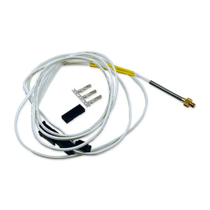 Trianglelab M3 threaded ATC Semitec 104NT-4-R025H42G thermistor with white leads, crimp terminals, connector housing, and metal screw-in sensor tip