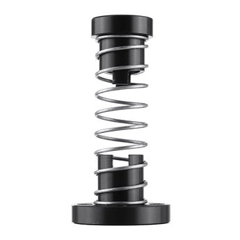 Black POM TR8x8 anti-backlash lead screw nut with steel preload spring and round mounting flange