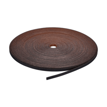 Coiled genuine Gates LL-2GT 9mm RF open GT2 timing belt in black fiberglass-reinforced rubber