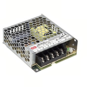 Mean Well LRS-35-5 35W 5V 7A enclosed switching power supply with vented metal case and screw terminals