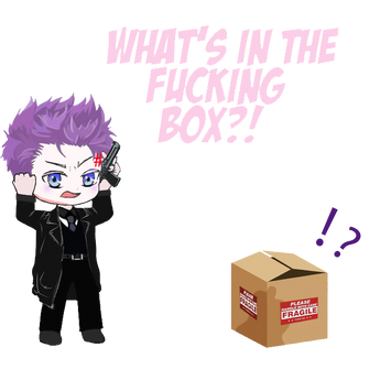Cartoon mystery box graphic reading 'What's in the Fucking Box?!' for dfh.fm mystery grab bag
