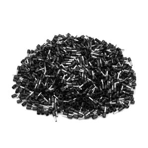 Black insulated AWG 24 / 0.34mm² bootlace ferrules with tinned crimp sleeves